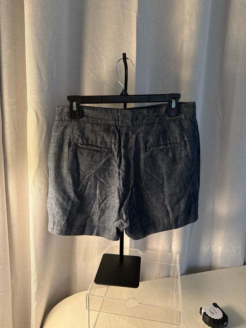 Level 99 Chambray Side-Zip Linen Blend Shorts Blue Size 28 - Picture 3 of 9